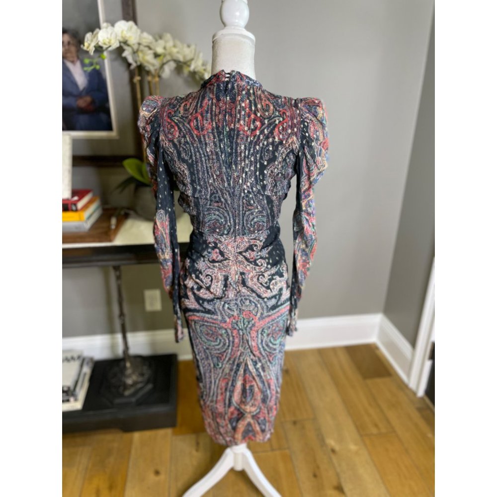 Rococo Sand Abstract Plunge Mini Dress Black Women's Size Small - Picture 11 of 14